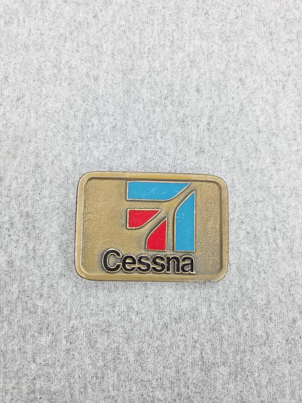 Vintage 1980s Cessna Aircraft Solid Brass Belt Buckle Aviation Pilot Made in USA